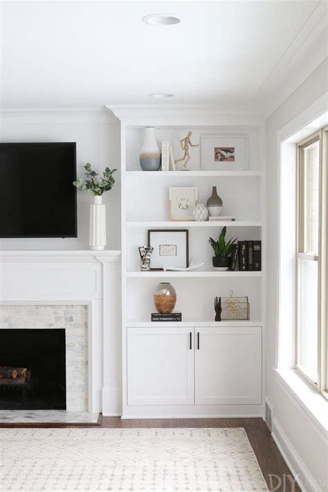 White Built-Ins Around the Fireplace: Before and After