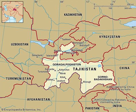 Tajikistan Border Map