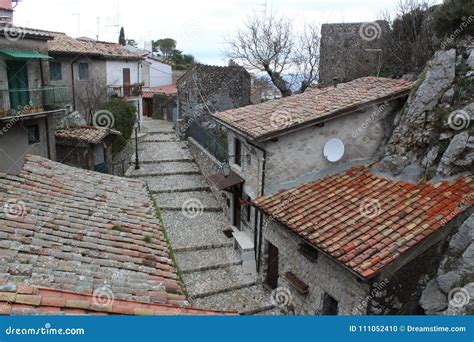 Tile Roofs Italian Street in Palestrina Italy Lazio Stock Photo - Image ...