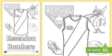 Essendon Bombers Colouring Page - Footy Colours Day, Charity, Event, F ...