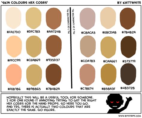 'Skin Colours Hex Codes' - Bitstrips