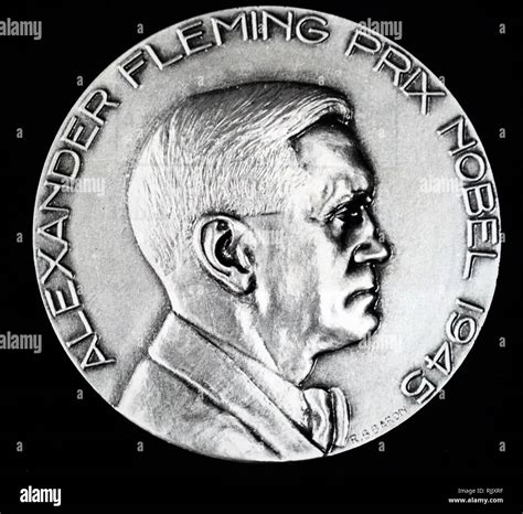 A medal commemorating Alexander Fleming's Nobel Prize win in 1945 ...