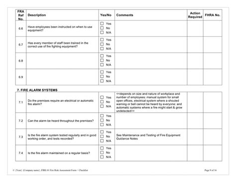 Fire risk assessment checklist in Word and Pdf formats - page 9 of 16