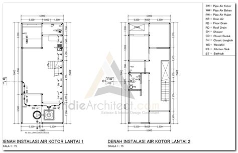 Download Gambar Kerja Denah Instalasi Air Kotor Lantai 1 Dan 2 Rumah 2 ...