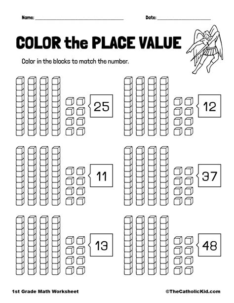 Color the Place Value Worksheet - TheCatholicKid.com