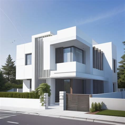 Premium AI Image | A white house with a gate in front of it