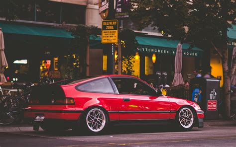 Red coupe parked in store facade, car, Honda, Honda CRX HD wallpaper ...