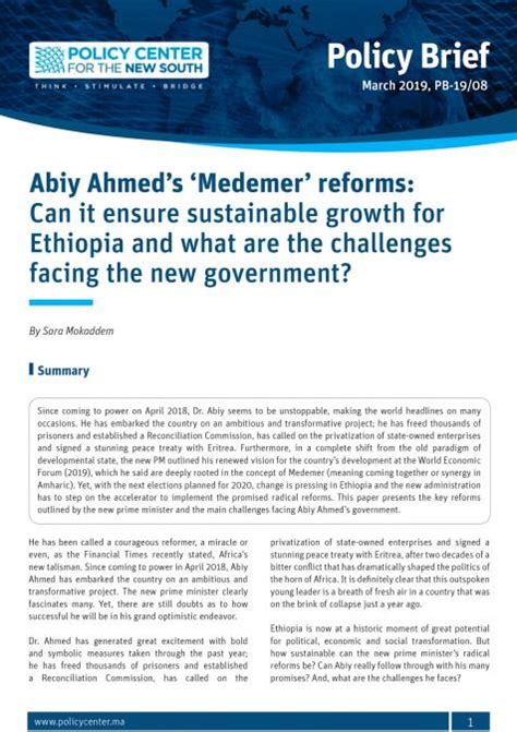 Abiy Ahmed’s ‘Medemer’ reforms: Can it ensure sustainable growth for ...