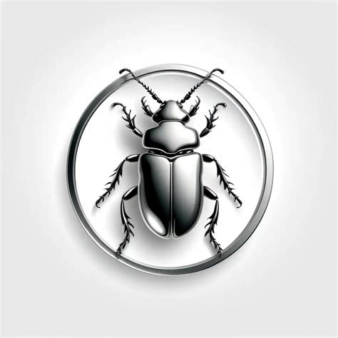 Exquisite Platinum Beetle Logo on Elegant White Background | MUSE AI