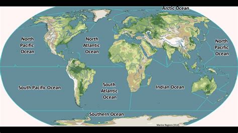 Pain Points Of World Map With Labeled Oceans - Map Of Massachusetts