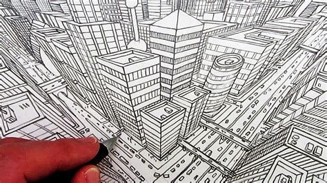 How to Draw a City in 3-Point Perspective - YouTube