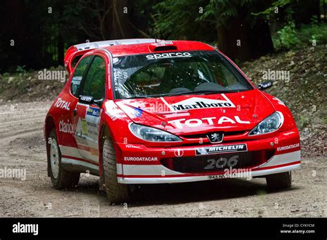 2003 Peugeot 206 WRC rally car with driver James Tannahill at the 2012 ...