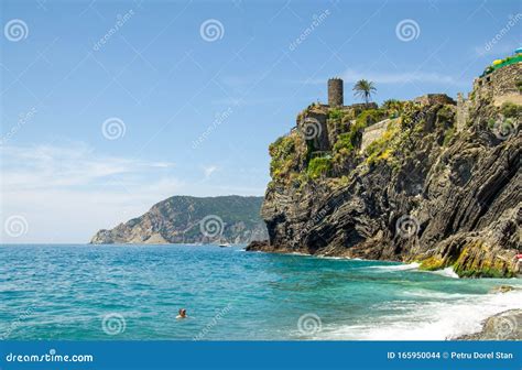 Travel View of Vernazza Stone Beach during the Summer Time Editorial ...