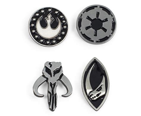 Star Wars Mandalorian Symbols Set of 4 Enamel Pins | Free Shipping