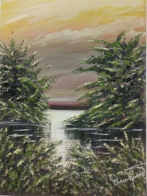 Original Landscape/seascape/lake Acrylic Nature Painting 16 X - Etsy