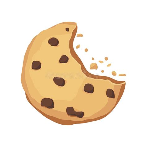 Bitten Cookie with Chocolate. Choco Cookie Icon. Vector Illustration ...