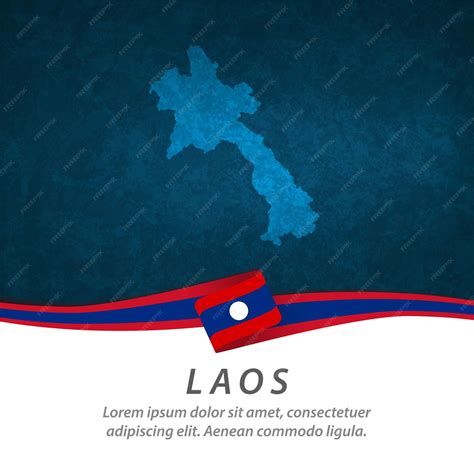 Premium Vector | Laos flag with central map