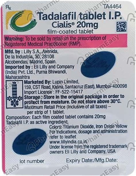 Cialis 20 MG Tablet (1): Uses, Side Effects, Price & Dosage | PharmEasy