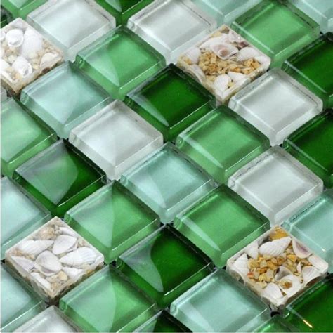 Glass Mosaic Tiles Green Crystal Backsplash Tile Bathroom Wall Glass ...