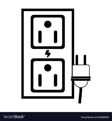 Plug and wire electric symbol black white Vector Image