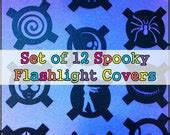 Items similar to Set of 12 Spooky Halloween Flashlight Covers on Etsy