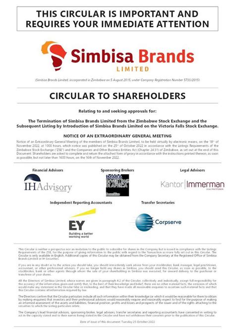 Simbisa Brands Limited (SIM.vx) 2022 Circular