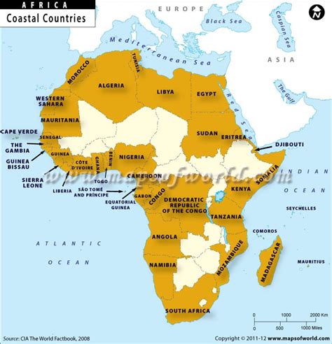 Map of Coastal Countries of Africa