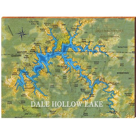 Dale Hollow Lake Map Sign Wall Art Print on Real Wood - Etsy