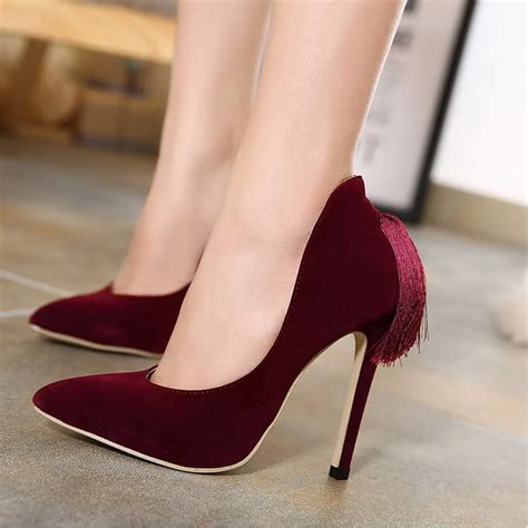 2016 New style Women's Sexy High Heels Pointed Toe Tassel Platform ...