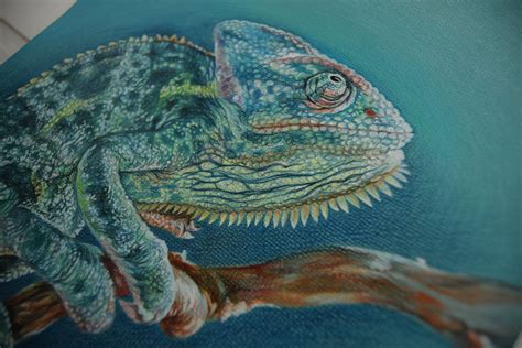 Chameleon Original hand drawn colored pencils drawing | Etsy