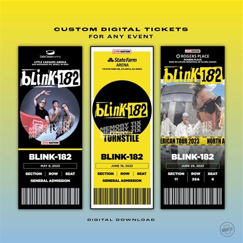 Custom Blink-182 Concert Event Ticket Printable Digital - Etsy