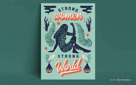 Strong Women Poster Design Vector Download