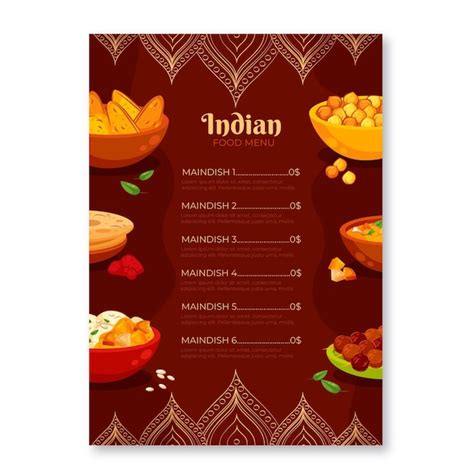 Free Vector | Traditional indian menu template