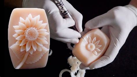 AMAZING SOAP CARVING | Flower carved in soap | Relax and see | Diy soap ...