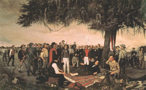 Mexican General Santa Anna surrenders to Texan Sam Houston at The ...