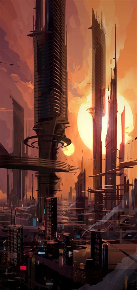 Sunset #scifi #city #sciencefiction #sunset | Пейзажи, Компьютерная ...