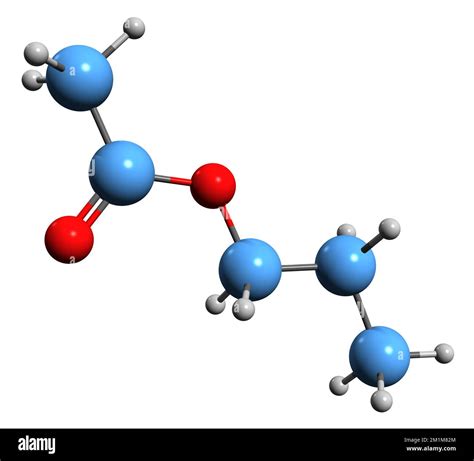 3D image of Propyl acetate skeletal formula - molecular chemical ...