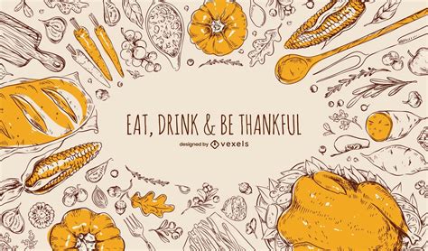 Thanksgiving Food Background Design Vector Download