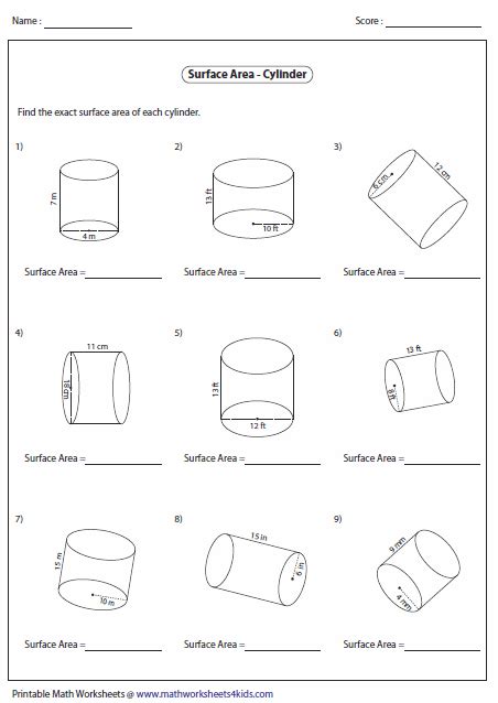 Volume Of A Cylinder Worksheet