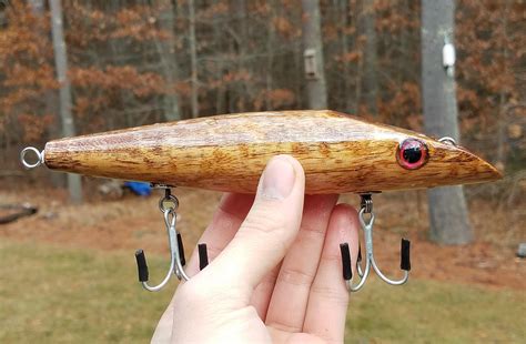 I build wooden fishing lures for Striped Bass, here is one made from ...