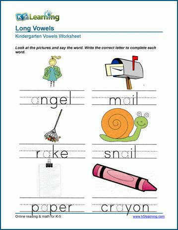 Long Vowel A Worksheets - Worksheets For Kindergarten