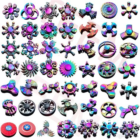 120 Types Fidget Spinner Toys Rainbow Hand Spinners Tri Fidget Metal ...