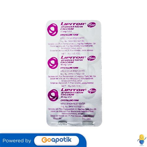 LIPITOR 10 MG TABLET - Kegunaan, Efek Samping, Dosis dan Aturan Pakai