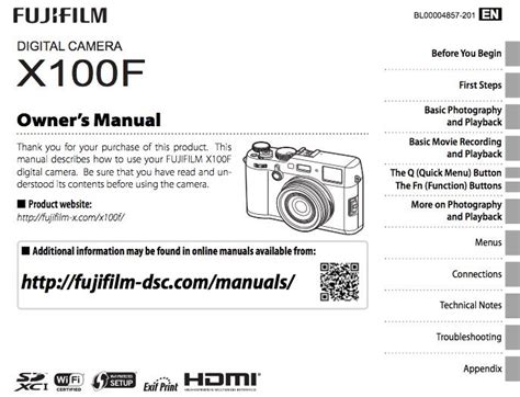 Fuji X100F camera owner’s manual now available | Photo Rumors | Owners ...