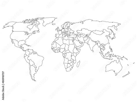 Fototapeta mapa świata dla dzieci World map with country borders ...