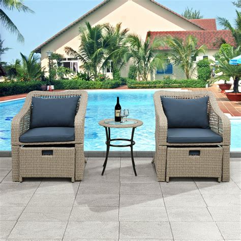 Wicker Outdoor Furniture Set, 5 Pieces Patio PE Wicker Rattan Outdoor ...