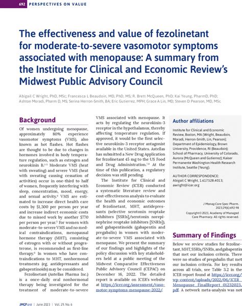 The effectiveness and value of fezolinetant for moderate-to-severe ...