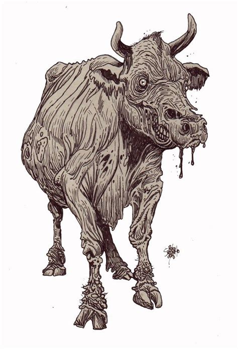 Zombie Art : Zombie Cow | Zombie art, Cow illustration, Art