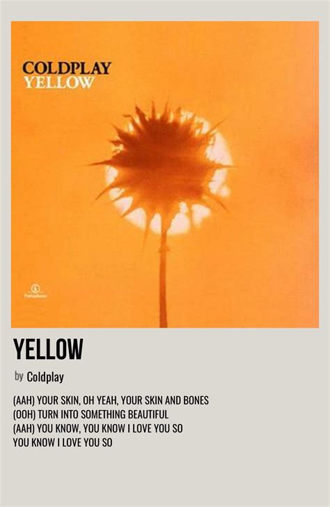 minimal polaroid song poster for yellow by coldplay Coldplay Poster ...