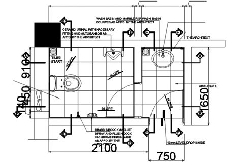 Simple house toilet layout plan and installation cad drawing details ...